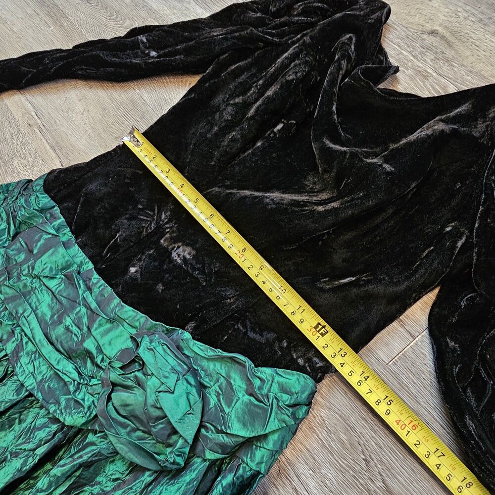 vintage velvet emerald gown xs 80s gothic formal dress prom homecoming - Picture 4 of 11